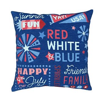 Americana Patriotic Word Tapestry Throw Pillow