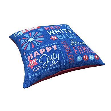 Americana Patriotic Word Tapestry Throw Pillow