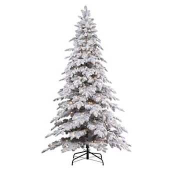 7 Ft Tall Holland Snow PE Fir Tree with 400 Soft White T5 LED Lights, Foot Pedal & Quick Shape