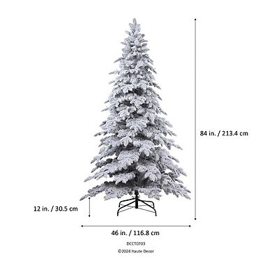 7 Ft Tall Holland Snow PE Fir Tree with 400 Soft White T5 LED Lights, Foot Pedal & Quick Shape