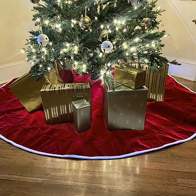 80" Santa Bag Tree Skirt, Velvet Fabric, Double-Sided