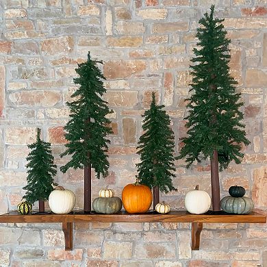 Artificial Mountain Fir Tree - Pre-Lit Artificial Christmas Tree with Wood Trunk