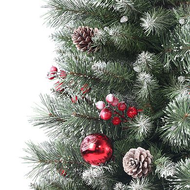 4.5 Ft Frosted Ithica Pine Potted Christmas Tree with 130 Soft White C3 LED Lights