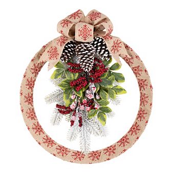 18 Inch Snowflake Homespun Christmas Wreath