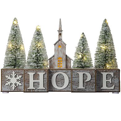 Christmas HOPE LED Pre-Lit Tabletop Decorative Wood Blocks