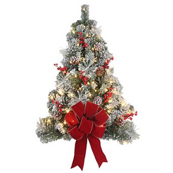 28 Inch Flocked Prelit Christmas Wall Tree