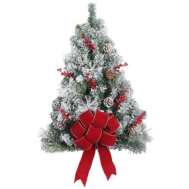 28 Inch Flocked Prelit Christmas Wall Tree