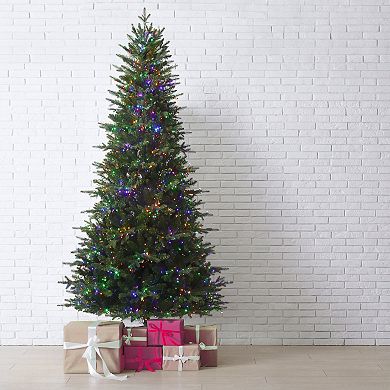 7.5 Ft Tall Queensbury PE Fir Christmas Tree with 2200 with 8 Function LED Lights