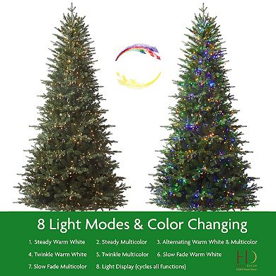 7.5 Ft Tall Queensbury PE Fir Christmas Tree with 2200 with 8 Function LED Lights