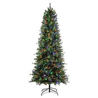 7.5 Ft Grand Bank PE Slim Christmas Tree with 600 with 8 Function Color Changing T5 LED Lights