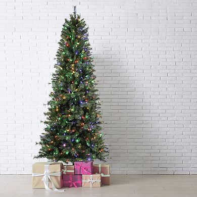 7.5 Ft Grand Bank PE Slim Christmas Tree with 600 with 8 Function Color Changing T5 LED Lights