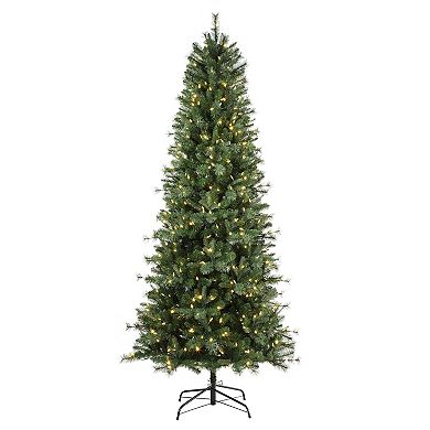 7.5 Ft Grand Bank PE Slim Christmas Tree with 600 with 8 Function Color Changing T5 LED Lights