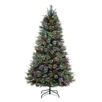 7 Ft Tall Cypress Cashmere with 500 8-Function, Color Changing T5 LED Lights and Real Pine Cones