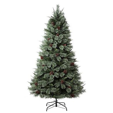 7 Ft Tall Cypress Cashmere with 500 8-Function, Color Changing T5 LED Lights and Real Pine Cones