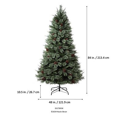 7 Ft Tall Cypress Cashmere with 500 8-Function, Color Changing T5 LED Lights and Real Pine Cones