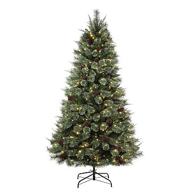 7 Ft Tall Cypress Cashmere with 500 8-Function, Color Changing T5 LED Lights and Real Pine Cones