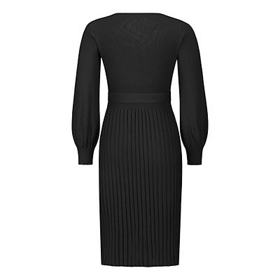 black long sleeve bodycon dress midi TA3 Notchy Long Sleeve Midi Dress - Contour Black/Oat - L main image 1
