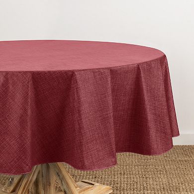 Elrene Home Fashions Monterey Linen Texture Vinyl Indoor/Outdoor Oval Tablecloth