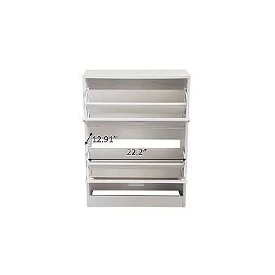 31 in. H x 24 in. W White Titanium Wood Shoe Storage Cabinet