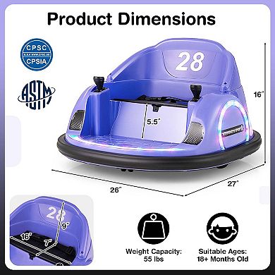 Costway 12V Electric 360° Spin Car Toy Ride on Bumper Car for Toddlers with Remote Control