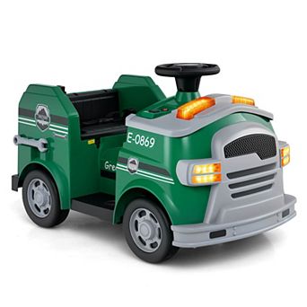 Costway 12V Kids Ride on Fire Truck Toddler Fire Toy Car with Shovel & Wrench Black/Green/Red