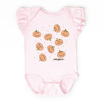 SmileyWorld Pumpkin Collage Daisies - Baby Flutter Sleeve Bodysuit