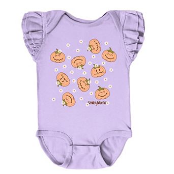 SmileyWorld Pumpkin Collage Daisies - Baby Flutter Sleeve Bodysuit