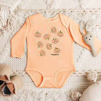 SmileyWorld Pumpkin Collage Daisies - Baby Long Sleeve Bodysuit