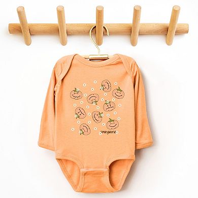 SmileyWorld Pumpkin Collage Daisies - Baby Long Sleeve Bodysuit