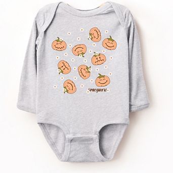 SmileyWorld Pumpkin Collage Daisies - Baby Long Sleeve Bodysuit