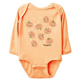 SmileyWorld Pumpkin Collage Daisies - Baby Long Sleeve Bodysuit