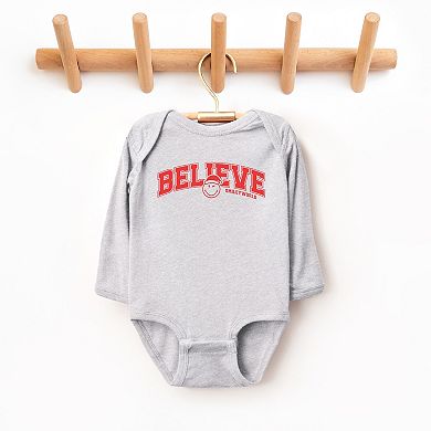 SmileyWorld Varisty Believe - Baby Long Sleeve Bodysuit