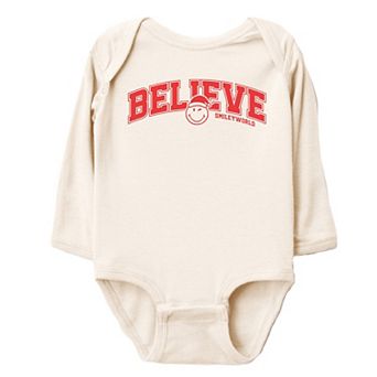 SmileyWorld Varisty Believe - Baby Long Sleeve Bodysuit