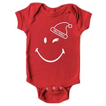 SmileyWorld Santa Hat Outline - Baby Short Sleeve Graphic Bodysuit