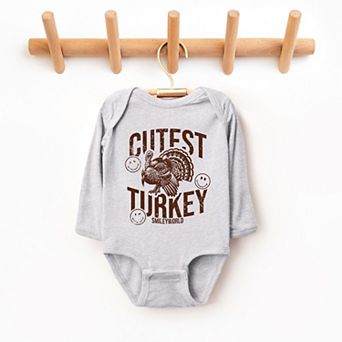 SmileyWorld Cutest Turkey Distressed - Baby Long Sleeve Bodysuit