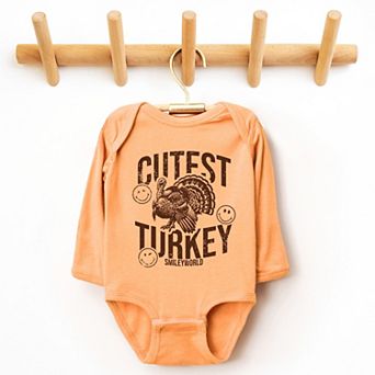 SmileyWorld Cutest Turkey Distressed - Baby Long Sleeve Bodysuit
