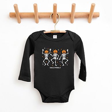 SmileyWorld Dancing Skeleton Pumpkins - Baby Long Sleeve Bodysuit