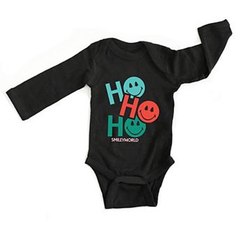 SmileyWorld Ho Ho Ho Stacked - Baby Long Sleeve Bodysuit