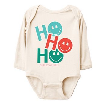 SmileyWorld Ho Ho Ho Stacked - Baby Long Sleeve Bodysuit