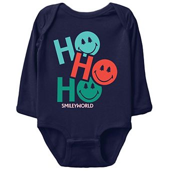 SmileyWorld Ho Ho Ho Stacked - Baby Long Sleeve Bodysuit