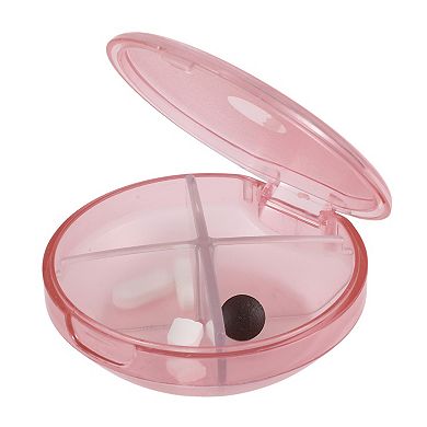 Durable 4 Grids Circular Single-Layer Pill Case for Travel 1 Pc