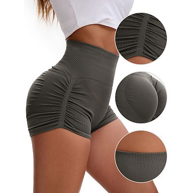 3 Packs Women's High Waist Slimming Waist Hip Lifter Control Workout Sport Running Shorts