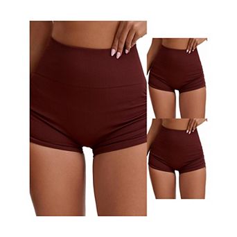 3 Packs Women's High Waist Slimming Waist Hip Lifter Control Workout Sport Running Shorts
