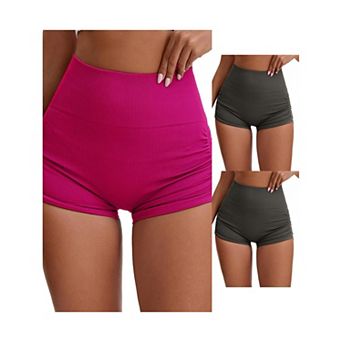 3 Packs Women's High Waist Slimming Waist Hip Lifter Control Workout Sport Running Shorts