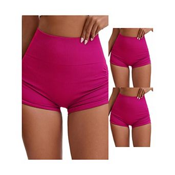 3 Packs Women's High Waist Slimming Waist Hip Lifter Control Workout Sport Running Shorts