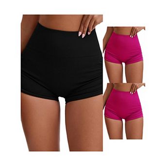 3 Packs Women's High Waist Slimming Waist Hip Lifter Control Workout Sport Running Shorts