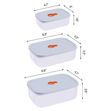 3 Pack Plastic Meal Prep Food Storage Containers with Lids, Reusable Stackable Lunch Box Rectangle