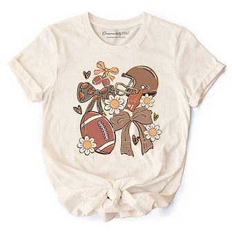 Football Mom Coquette Bow Daisy T-Shirt, Retro Fall Game Day Preppy Tee