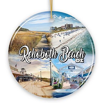 Rehoboth Beach Ceramic Ornament, Delaware Coastal Christmas Gift and Souvenir (Version 2)