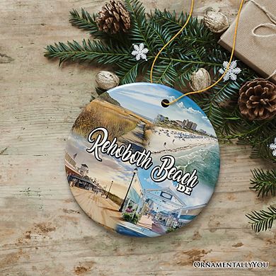 Rehoboth Beach Ceramic Ornament, Delaware Coastal Christmas Gift and Souvenir (Version 2)